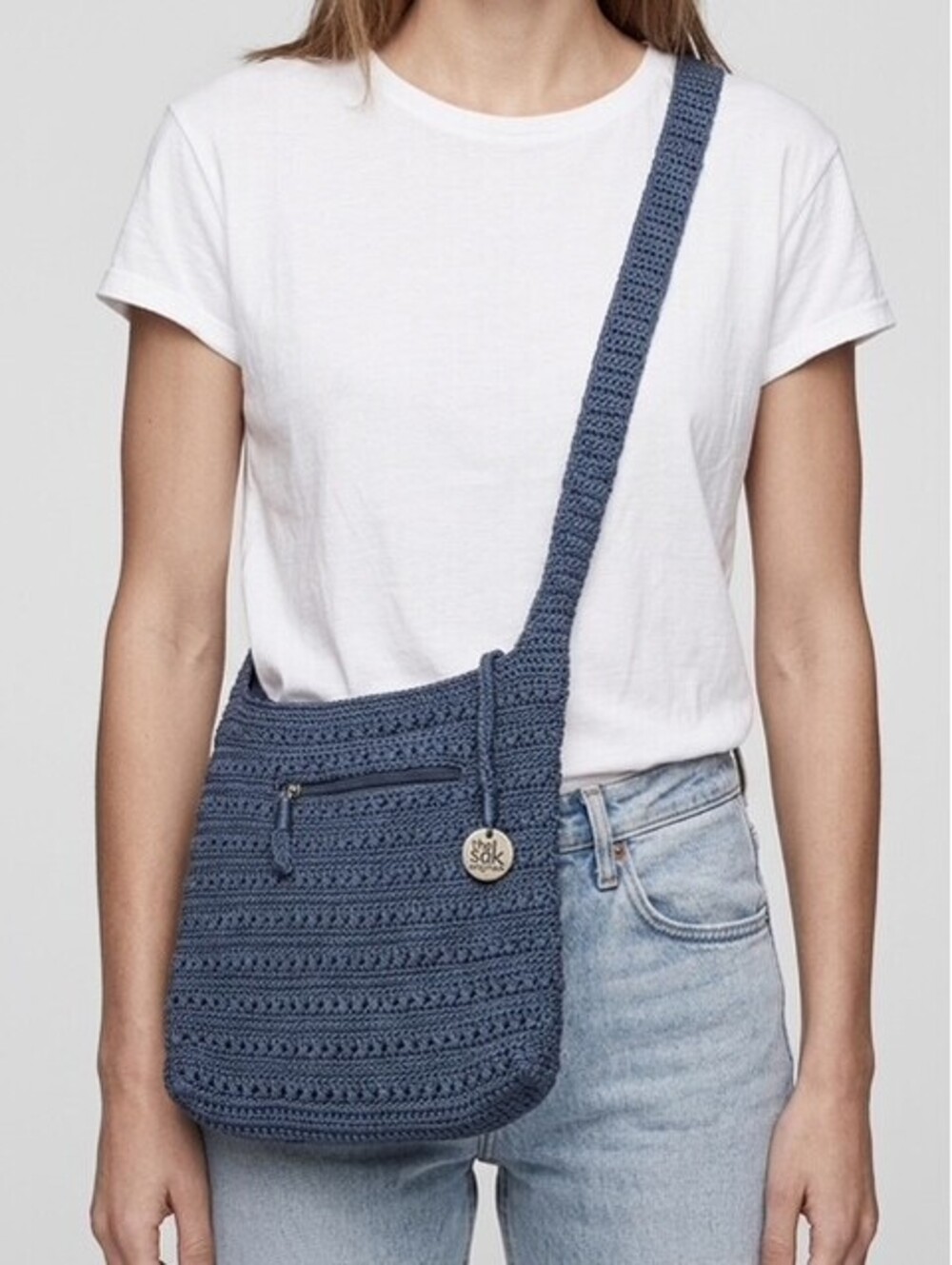 The Sak Originals Navy Blue Crochet Crossbody Bag